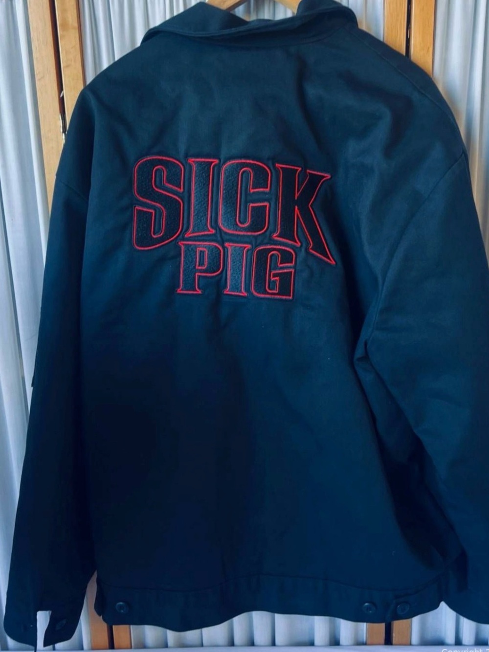 Sick Pig Embroidered Black Carhartt Jacket - Red Lettering